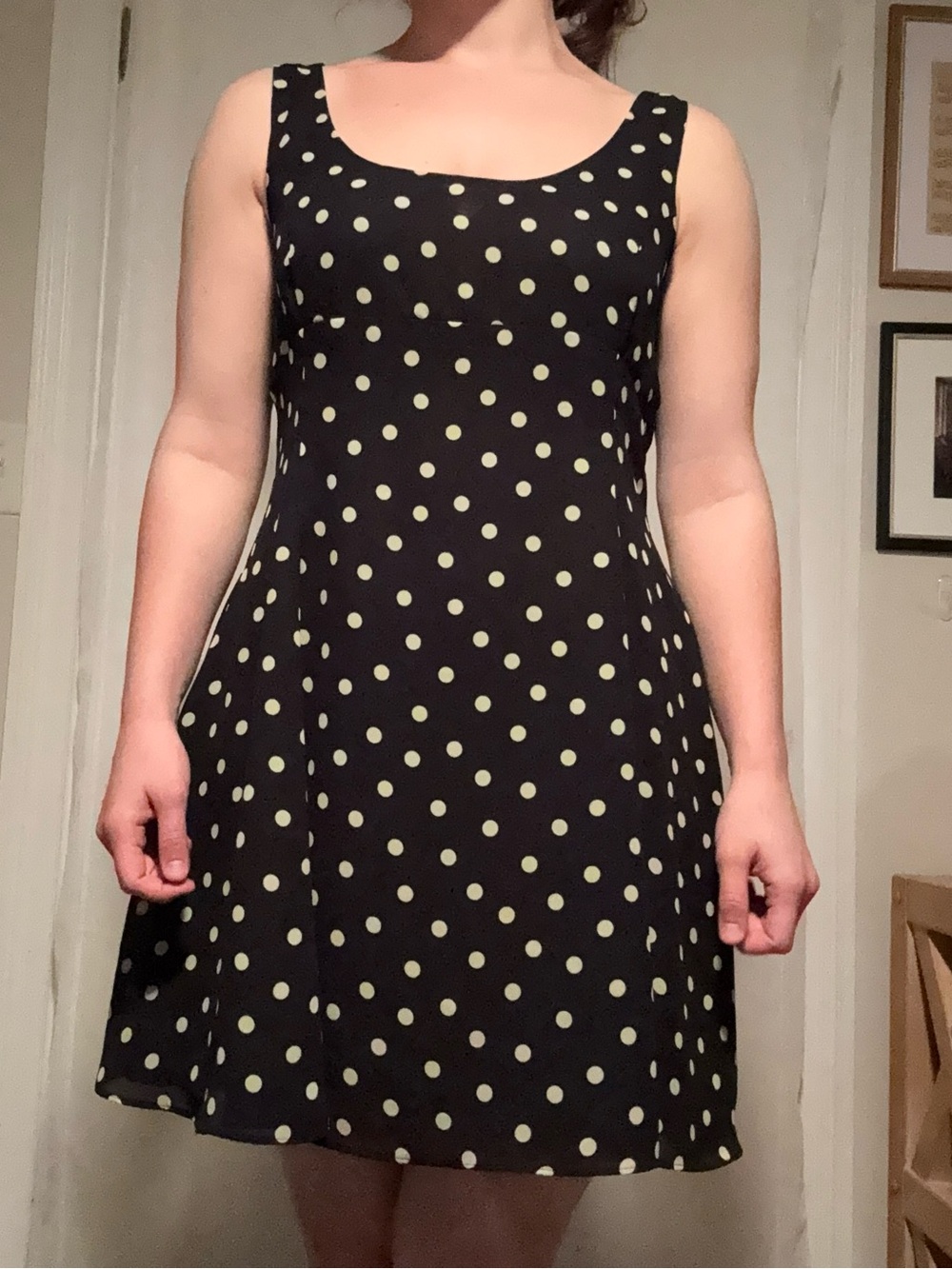 Limited Black White Polka Dot Fit & Flare Dress Size 10
